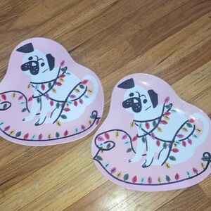 Pink Pug Decorative Melamine Plates Set